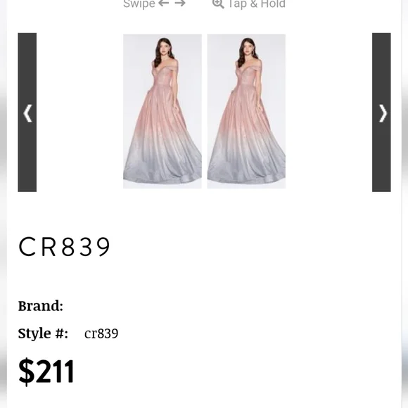 NWT CR839 Off shoulder ball gown with glitter ombre fabric Size 12 - Picture 4 of 9